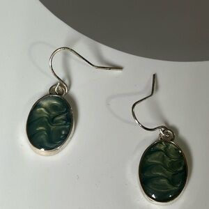 Silver dangle earrings with Seraphinite gemstones